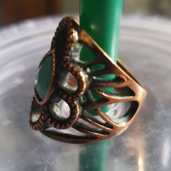 Antique Gold Turquoise Ring - Picture 3 of 3